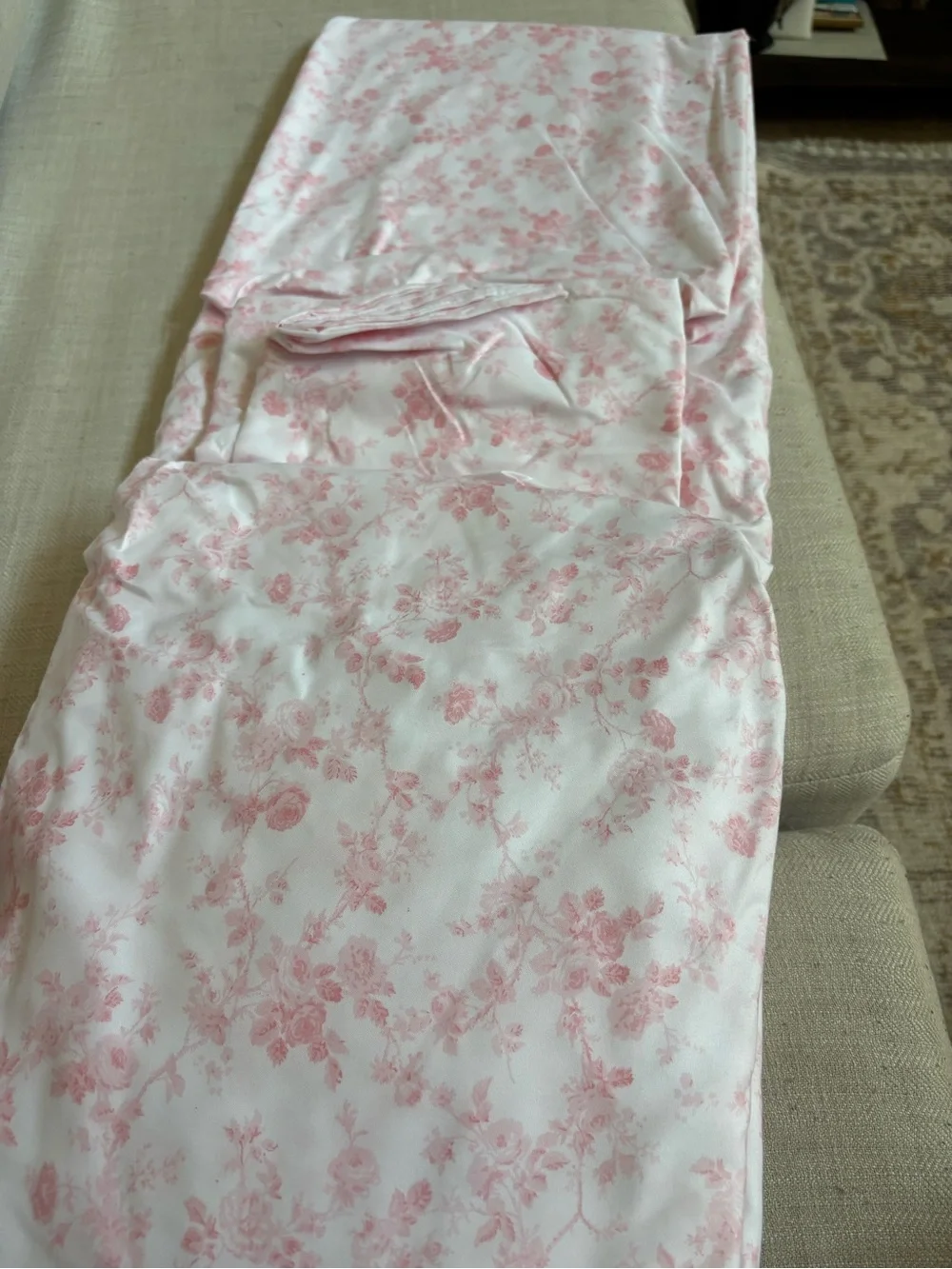 Laura Ashley Waffle Textured Pink King Comforter Sheet Set 7 Pc Bedding